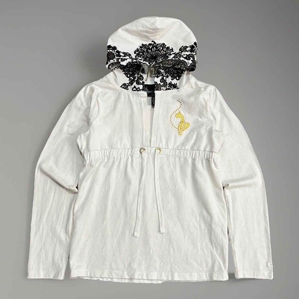 Y2K Baby Phat White Coquette Y2K Glitz Glam Girl Angel Lightweight Hoodie M